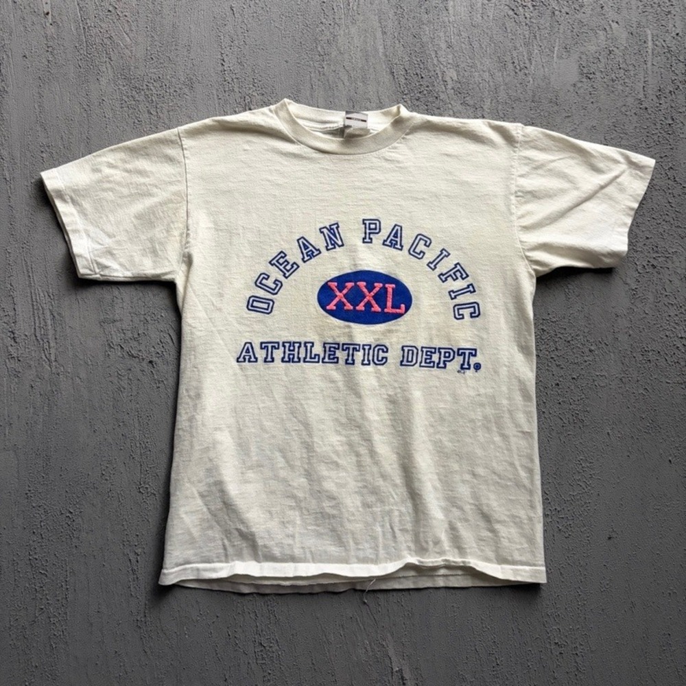 Vintage Ocean Pacific Shirt XL White 1990s Athletic Dept USA Surf